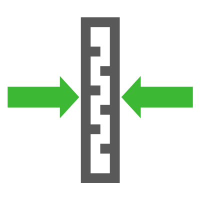 Nachhaltiger Beton Pictogram mit Pfeilen, di in der Mitte auf ein dünnes Bauteil deuten